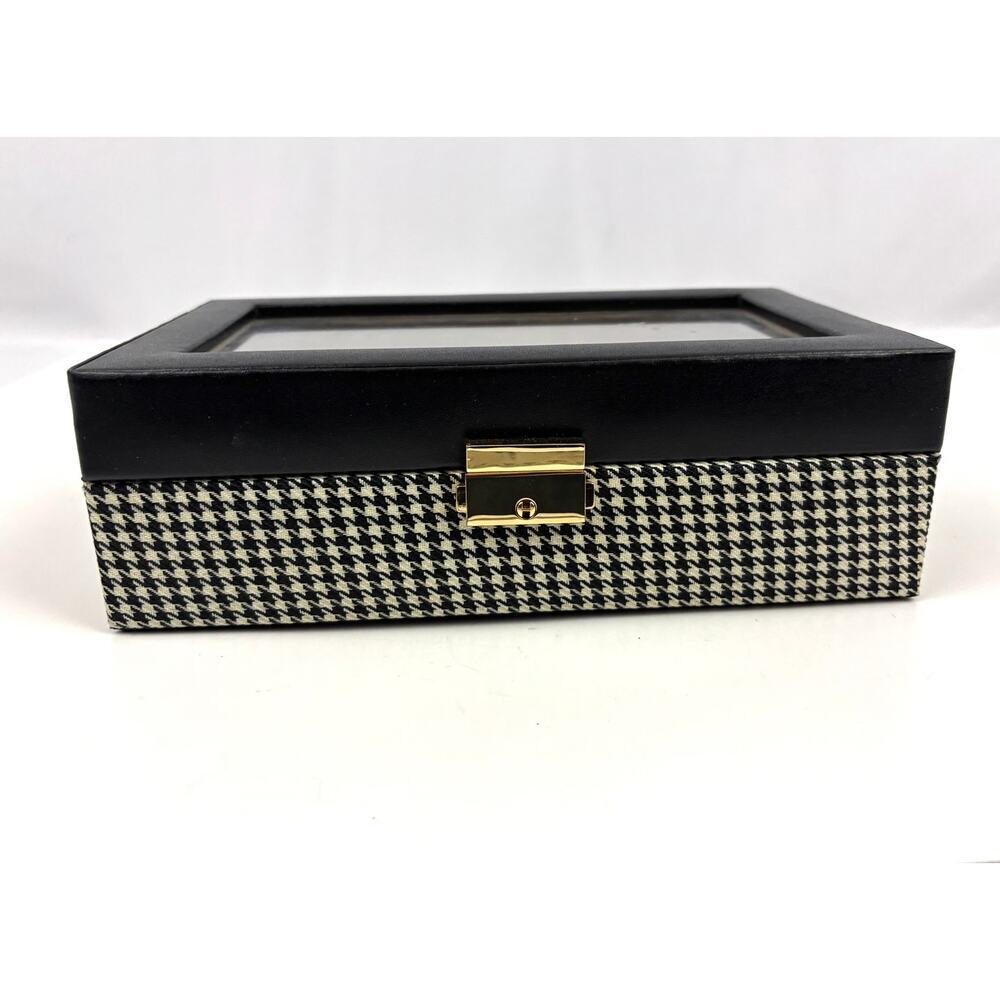 4 Slot Watch Box With Lock Watch Storage Box Houndstooth‎ Pattern - Picture 2 of 16